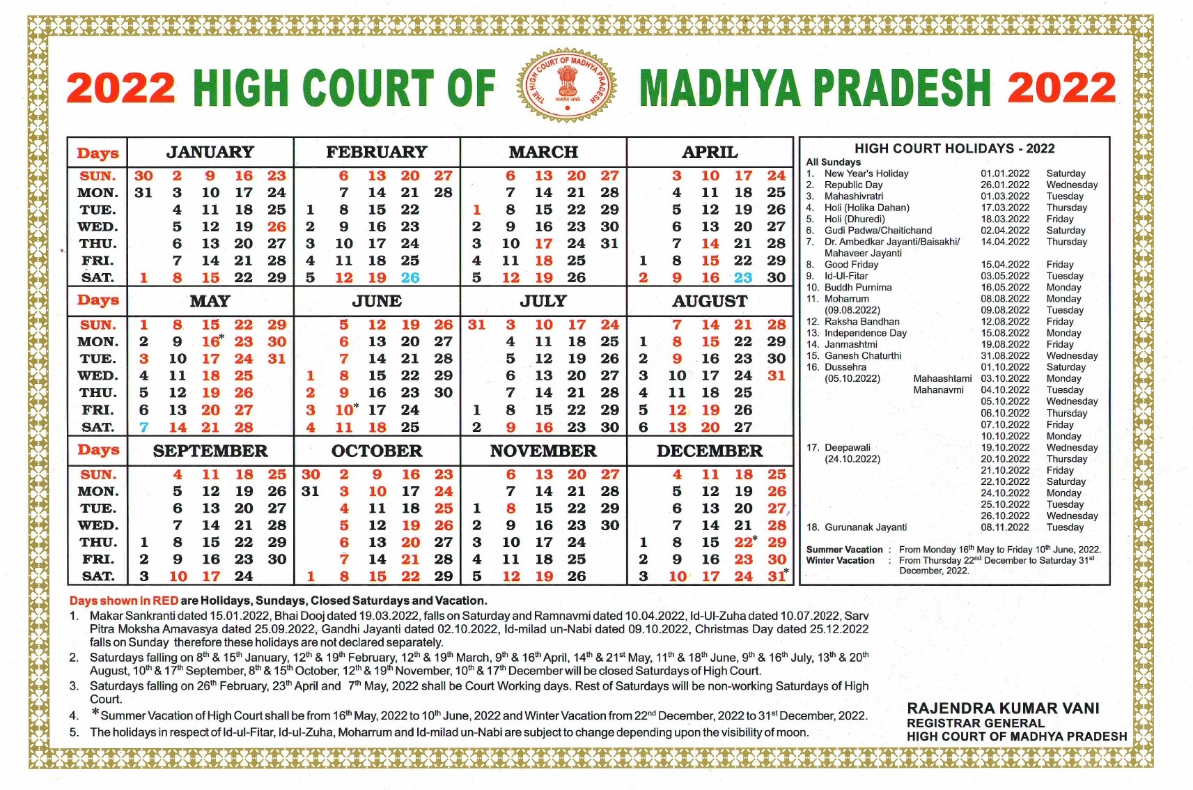 High Court Calendar 2025 Madras Mada Joellyn